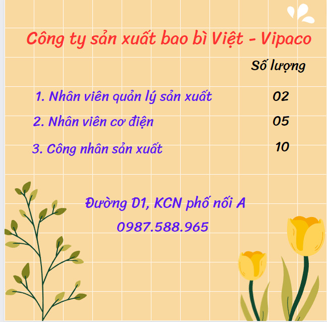 công ty sản xuất bao bì việt vipaco hình ảnh tuyển dụng