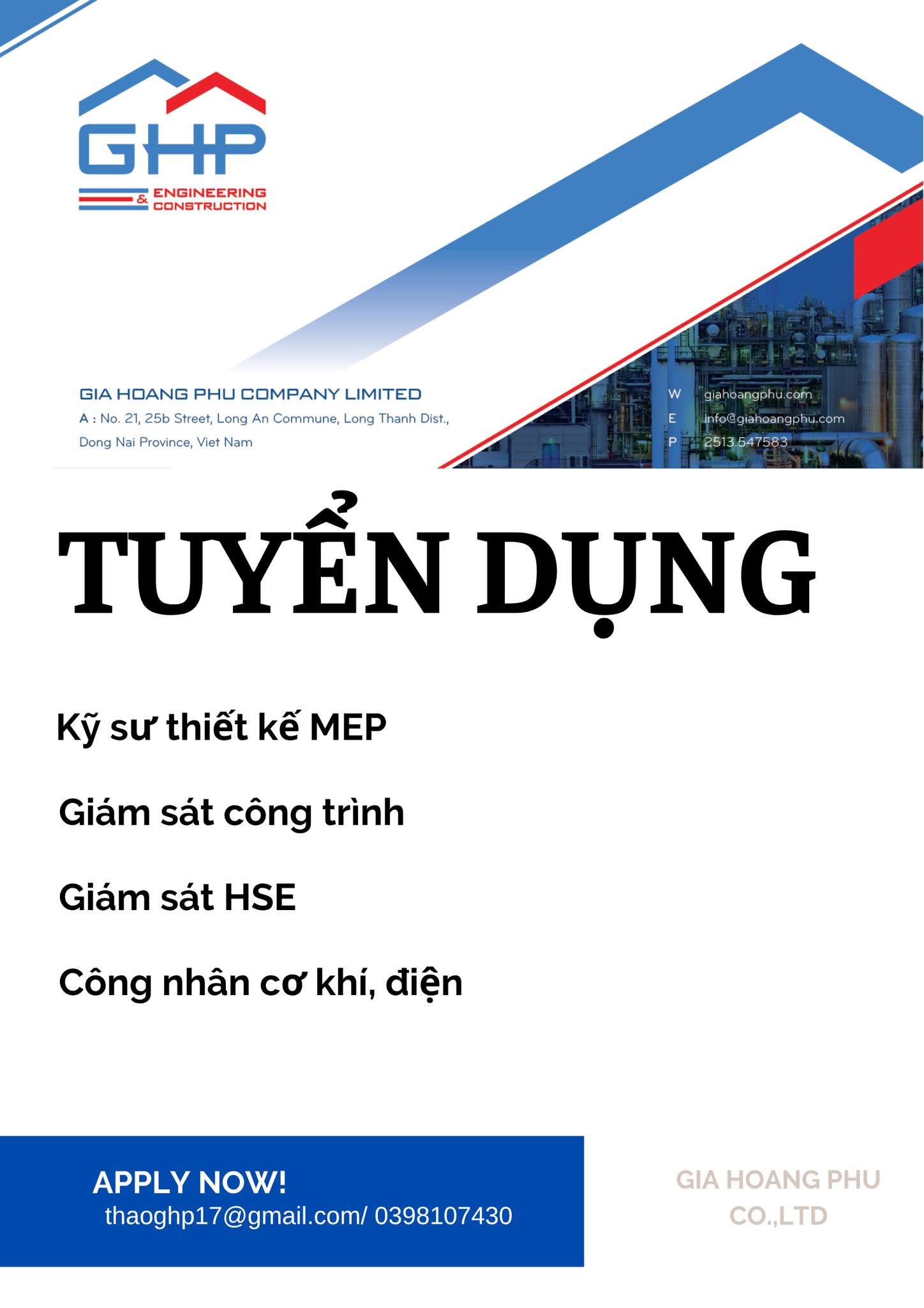 công ty TNHH gia hoàng phú
công ty chuyên thiết kế, xây dựng các công trình kỹ thuật nhà máy. image