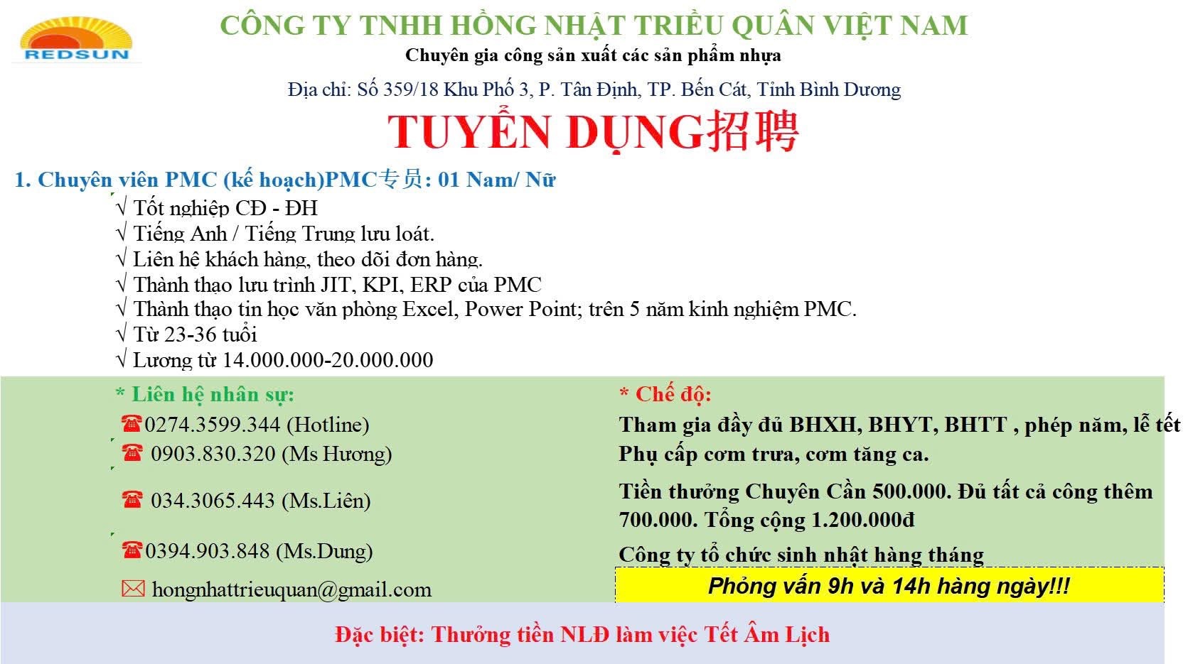 công ty TNHH hồng nhật triều quân việt nam hình ảnh tuyển dụng