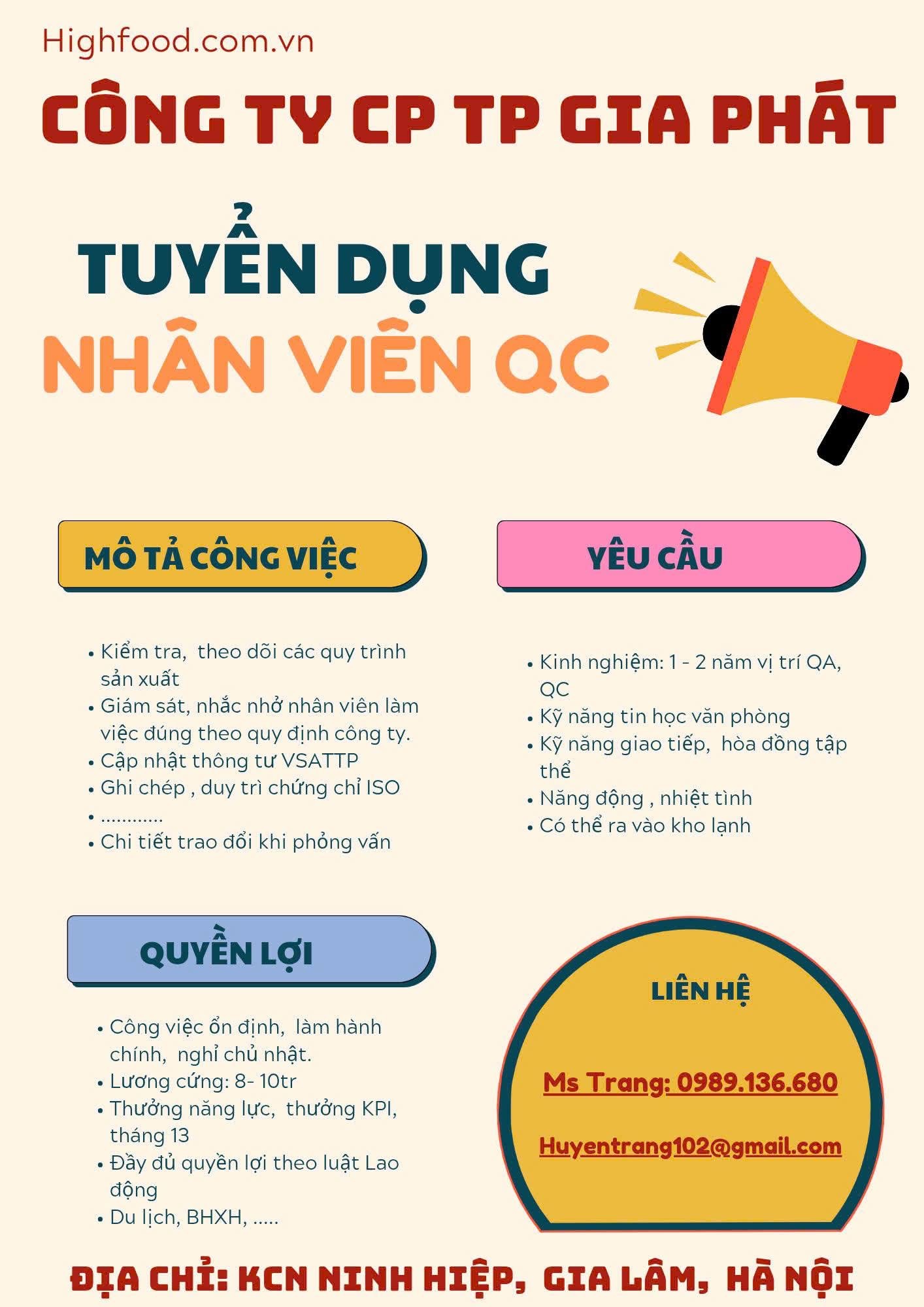 công ty cổ phần thực phẩm gia phát hình ảnh tuyển dụng