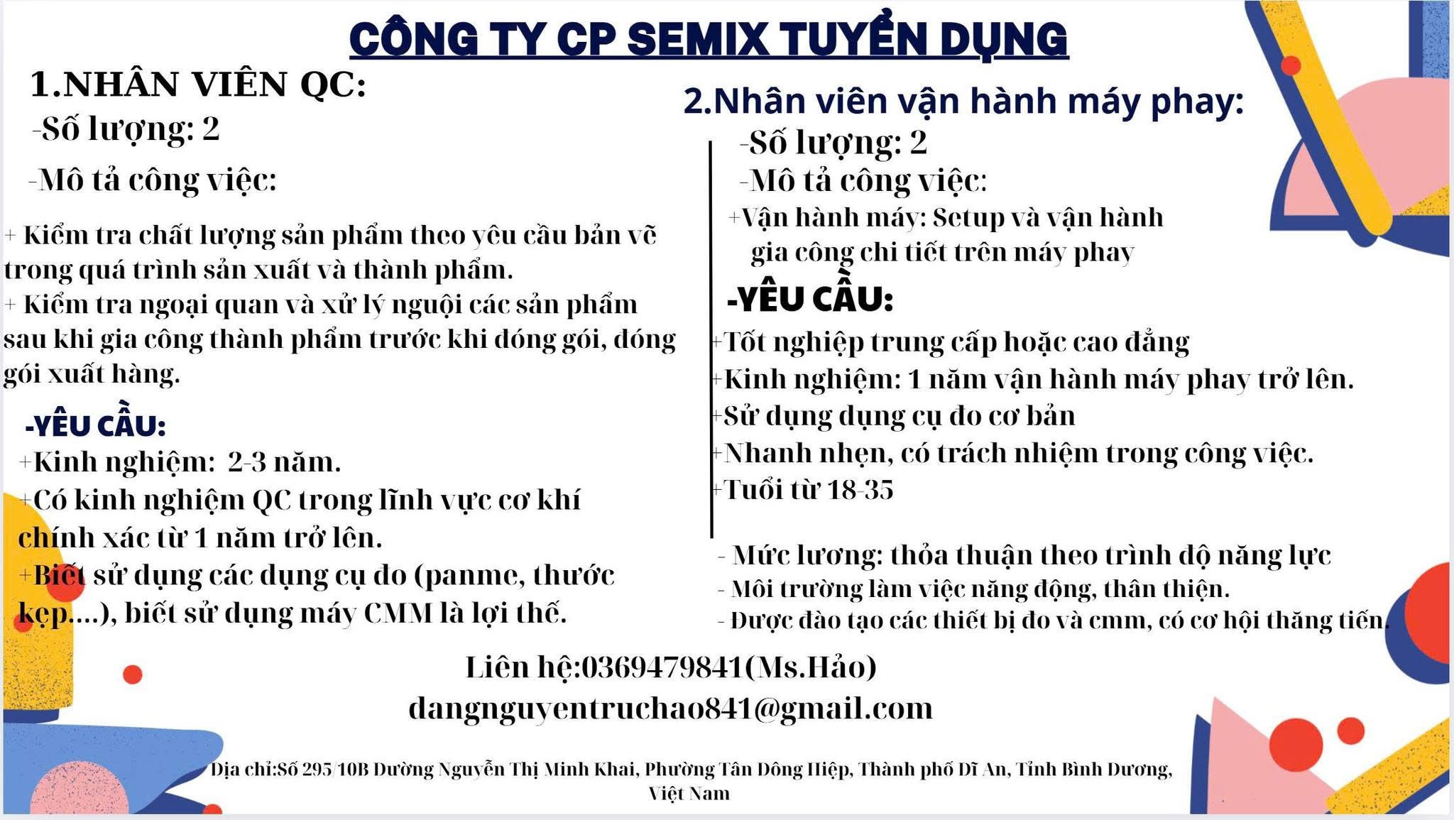 công ty cổ phần semix 
công ty chuyên gia công cơ khí.
 image