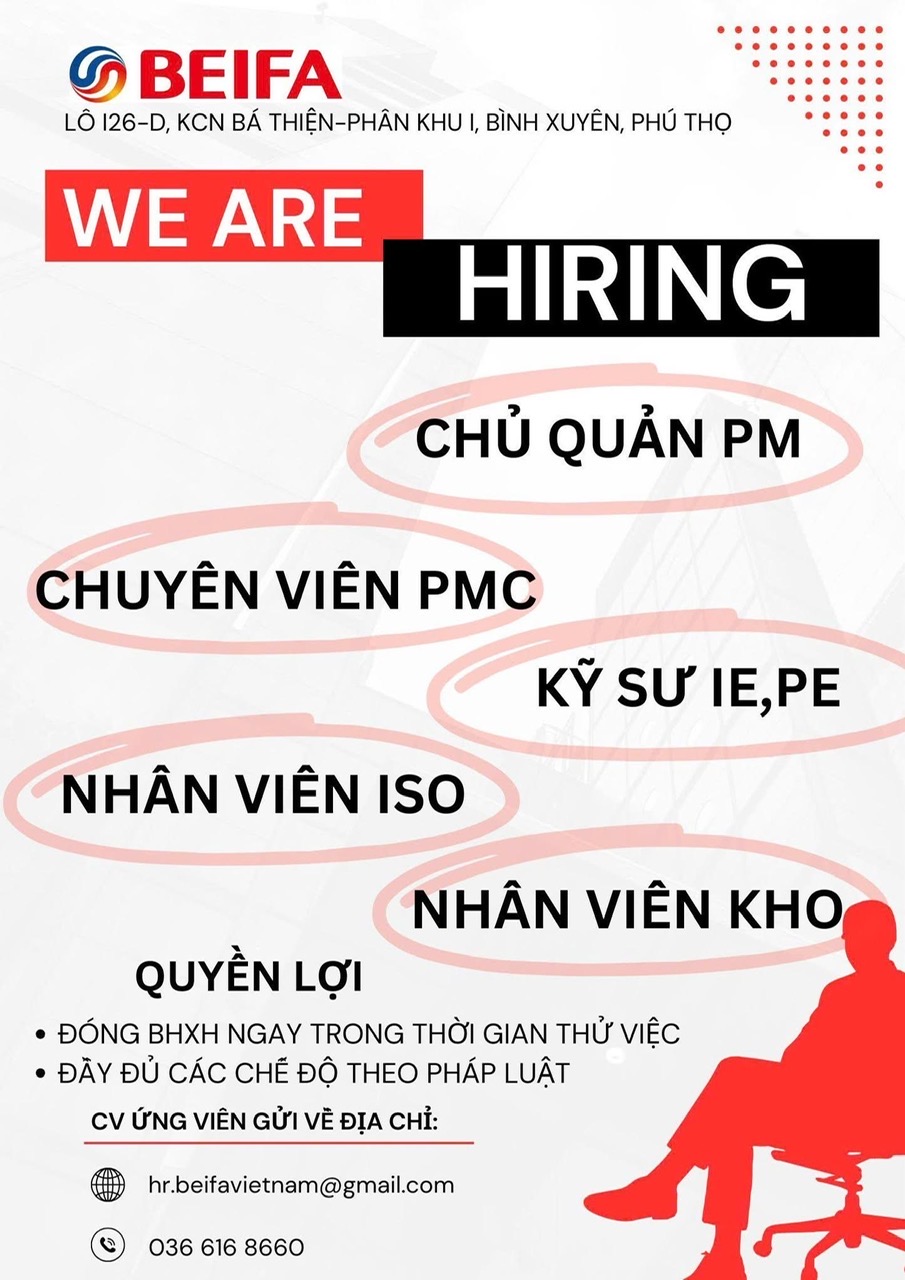công ty TNHH beifa việt nam hình ảnh tuyển dụng