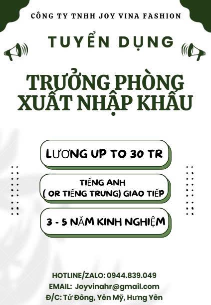 công ty TNHH joy vina fashion
công ty có 100% vốn nước ngoài.
chuyên sản xuất quần áo thể thao image
