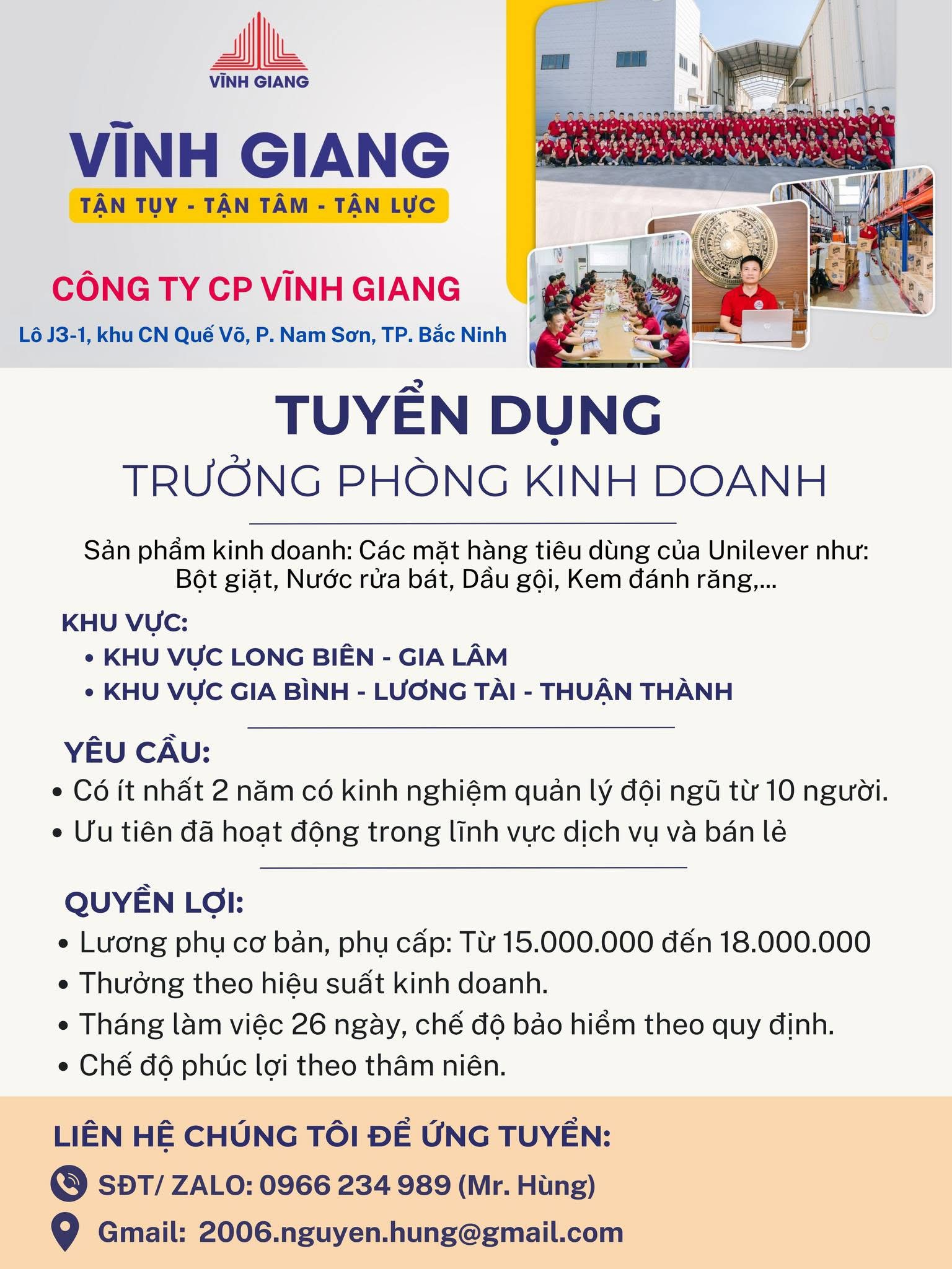 công ty cổ phần đầu tư và thương mại vĩnh giang hình ảnh tuyển dụng