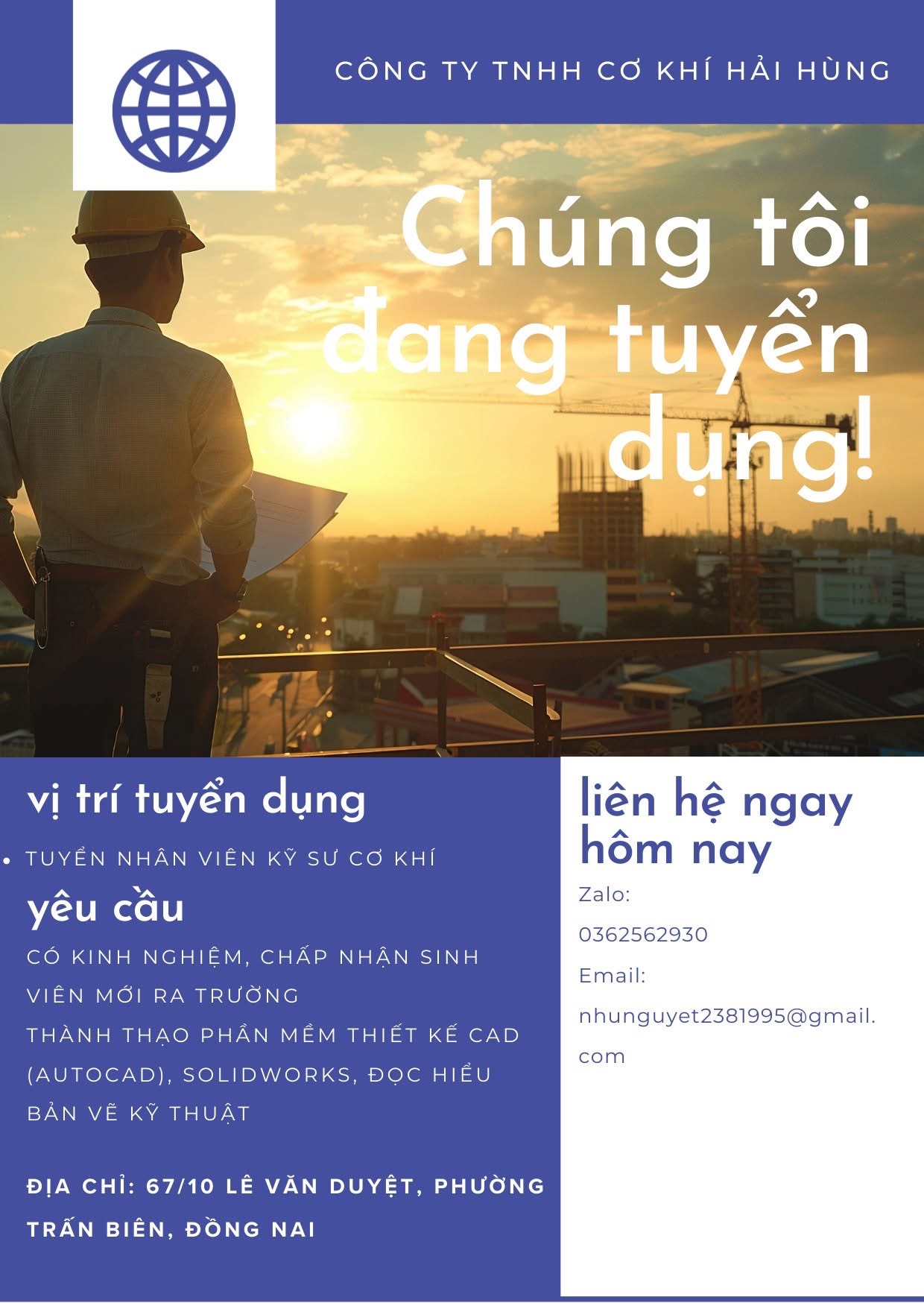 công ty TNHH cơ khí hải hùng 
công ty chuyên sản xuất cơ khí xây dựng. image