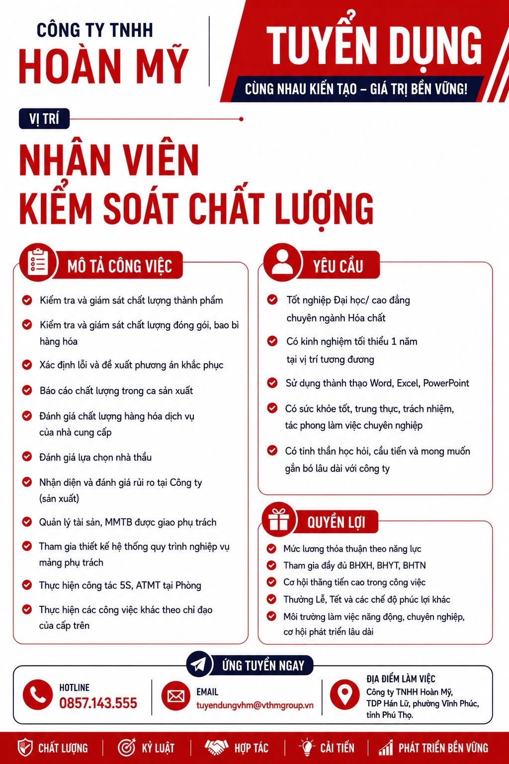 công ty TNHH hoàn mỹ hình ảnh tuyển dụng
