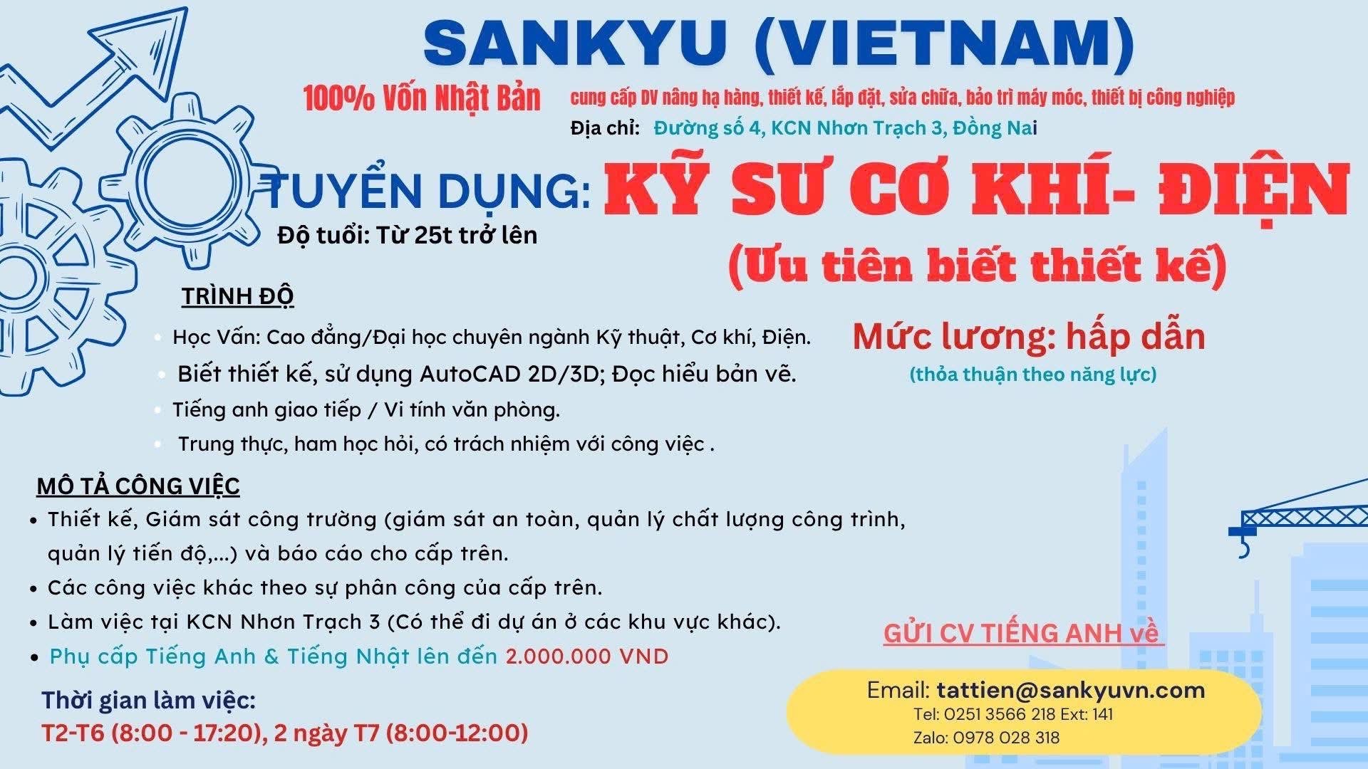 công ty TNHH sankyu việt nam
công ty có vốn nhật bản
chuyên cung cấp dịch vụ logistics và dịch vụ kỹ thuật image