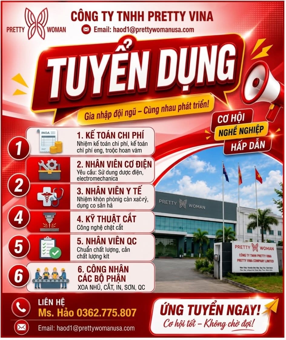công ty TNHH pretty vina hình ảnh tuyển dụng