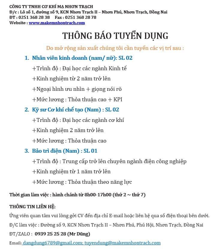 công ty TNHH cơ khí mạ nhơn trạch
công ty chuyên gia công, sử lý bề mặt kim loại.
như mạ kẽm nhũng.. image