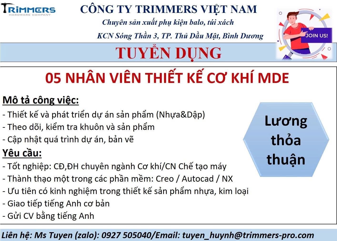 công ty TNHH trimmesr việt nam
công ty có 100%  vốn hàn quôc.
chuyên sản xuất phụ kiện nhưa balo, túi xách image