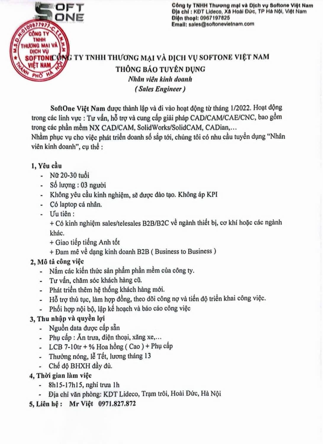 công ty TNHH thương mại và dịch vụ softone việt nam
công ty chuyên phát triển các phần mềm cad/ cam, cnc.. image
