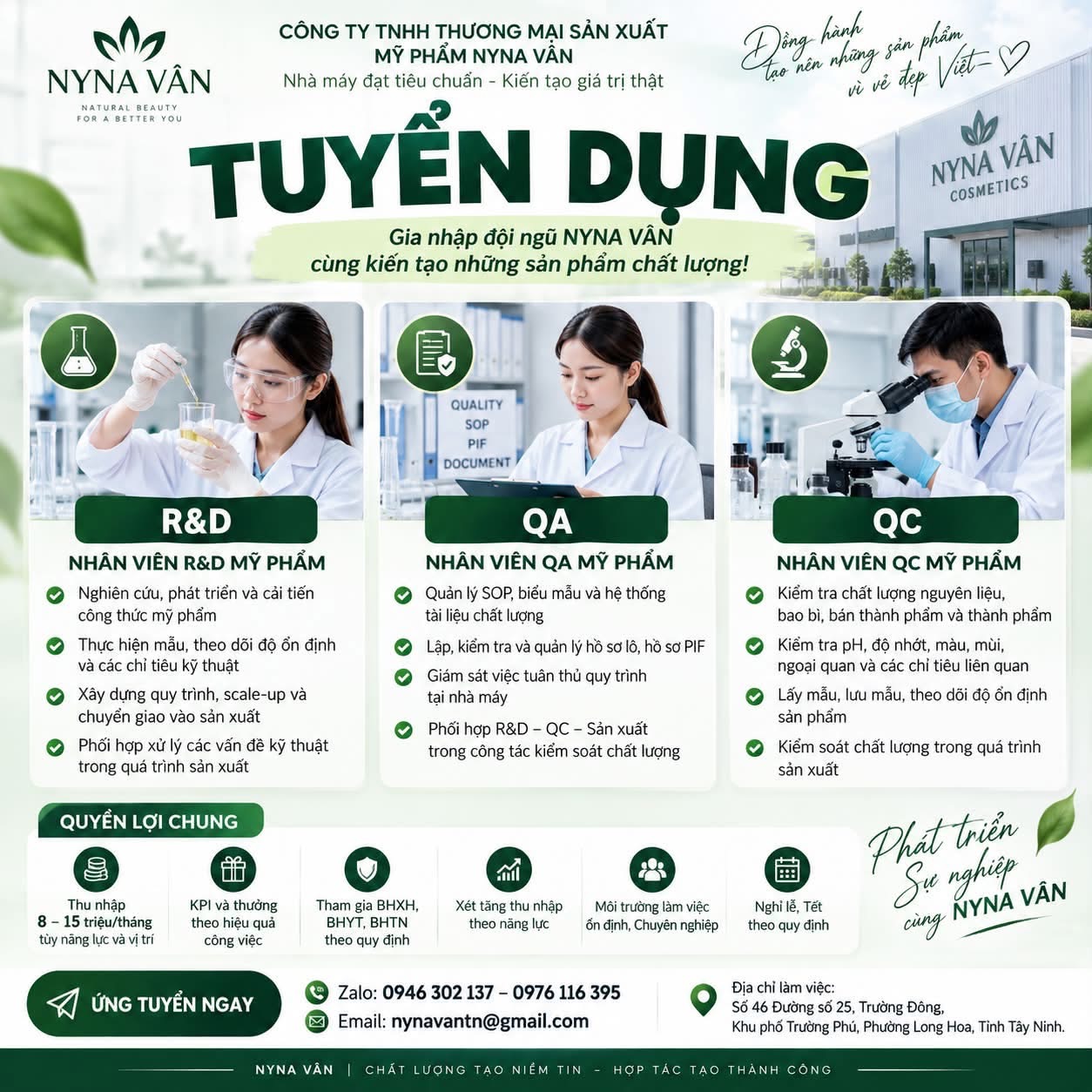 công ty TNHH thương mại sản xuất mỹ phẩm nuna vân hình ảnh tuyển dụng
