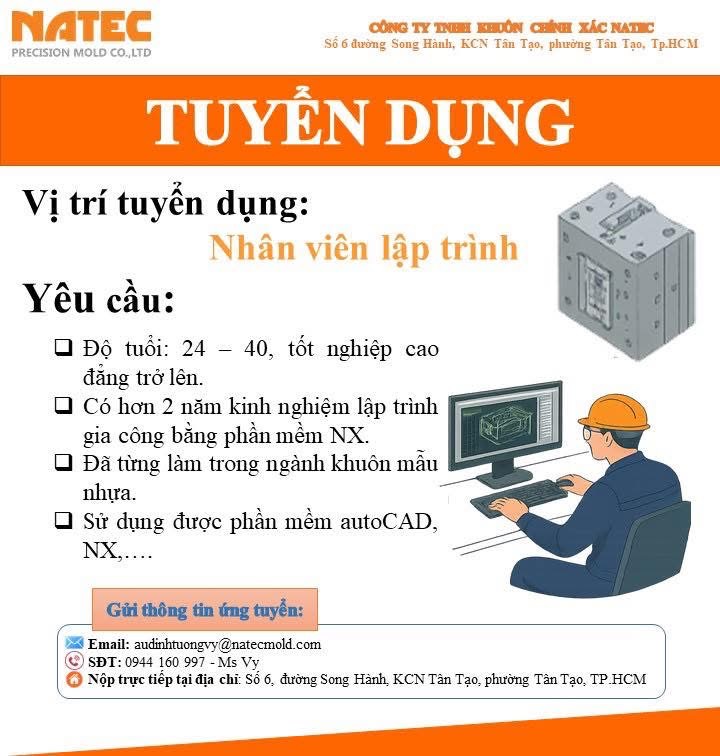 công ty TNHH khuôn chính xác natec
công ty chuyên gia công cơ khí chính xác, chế tạo khuôn mẫu image