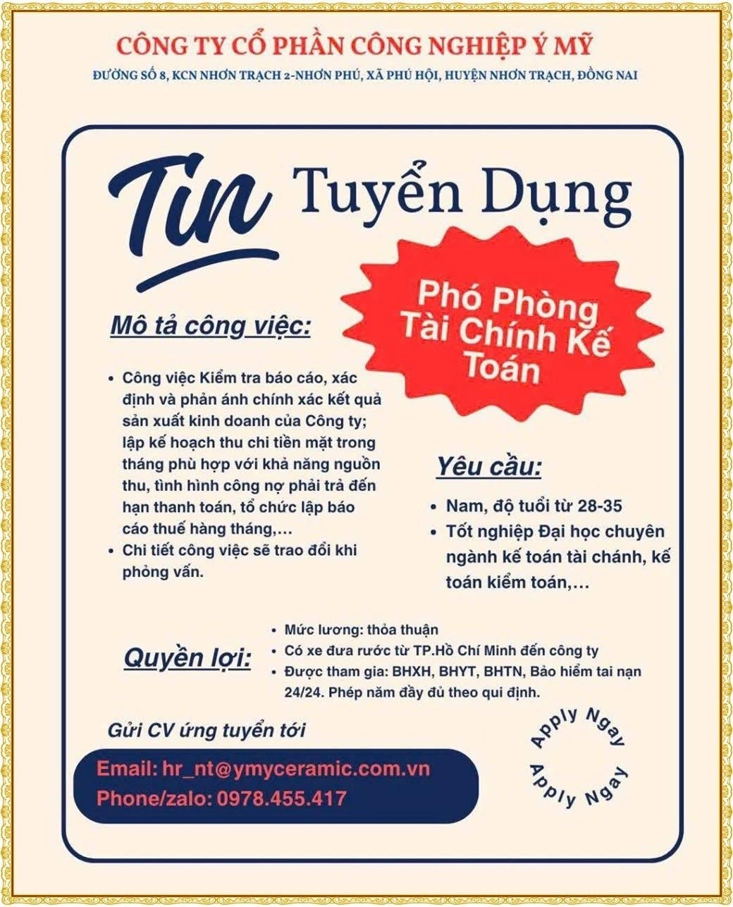 công ty cổ phần công nghiệp ý mỹ
công ty chuyên sản xuất gạch ốp lát, gạch ceramic image