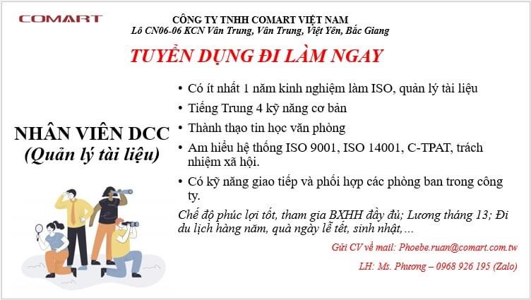 công ty TNHH comart việt nam
công ty có 100% vốn đài loan.
chuyên sản xuất các day treo điện thoại và trên ô tô image