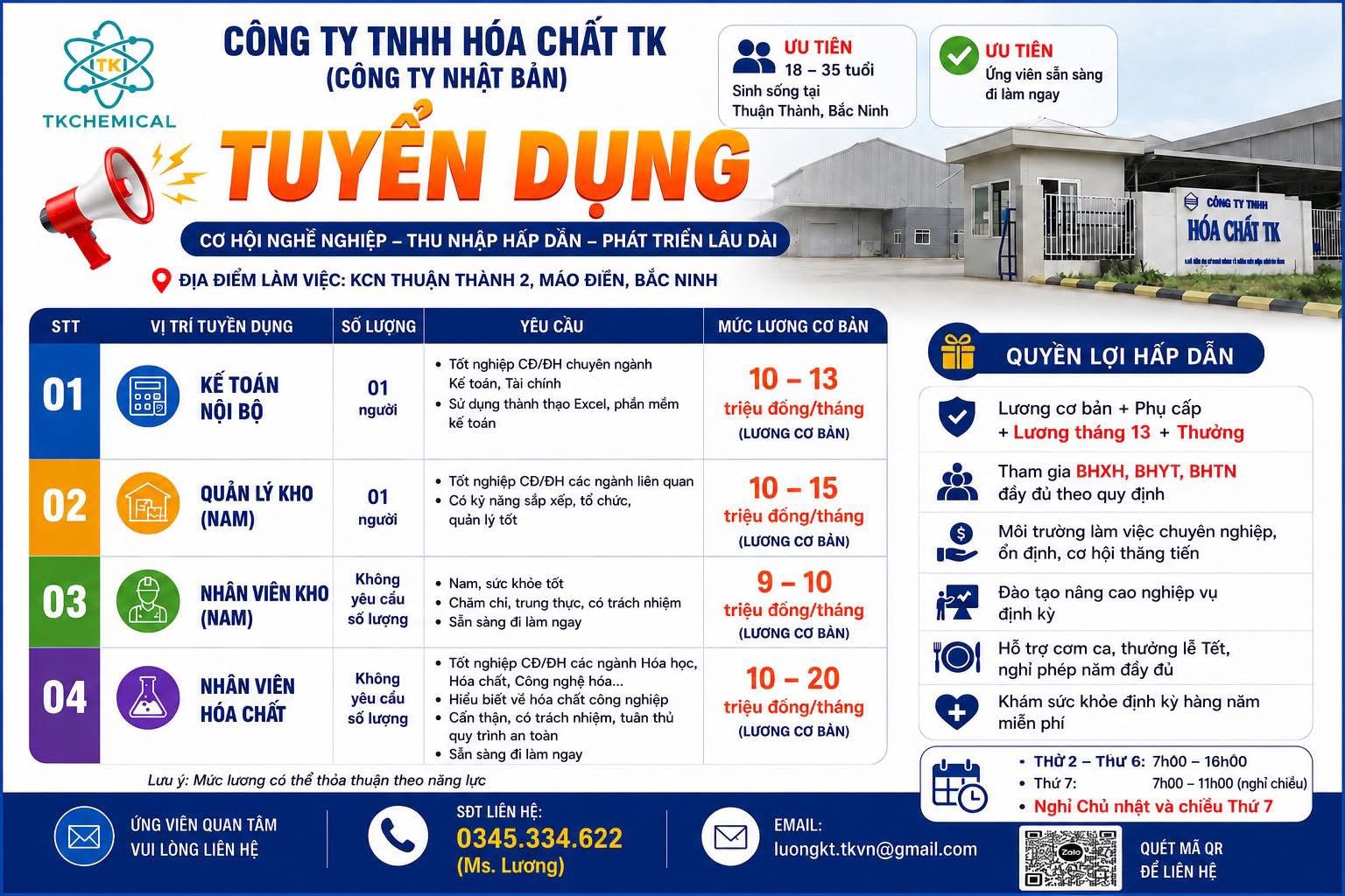 công ty TNHH hoá chất tk
công ty có 100% vốn nhật bản
chuyên kinh doanh hoá chất xi mạ, tẩy rửa bề mặt kim loại image