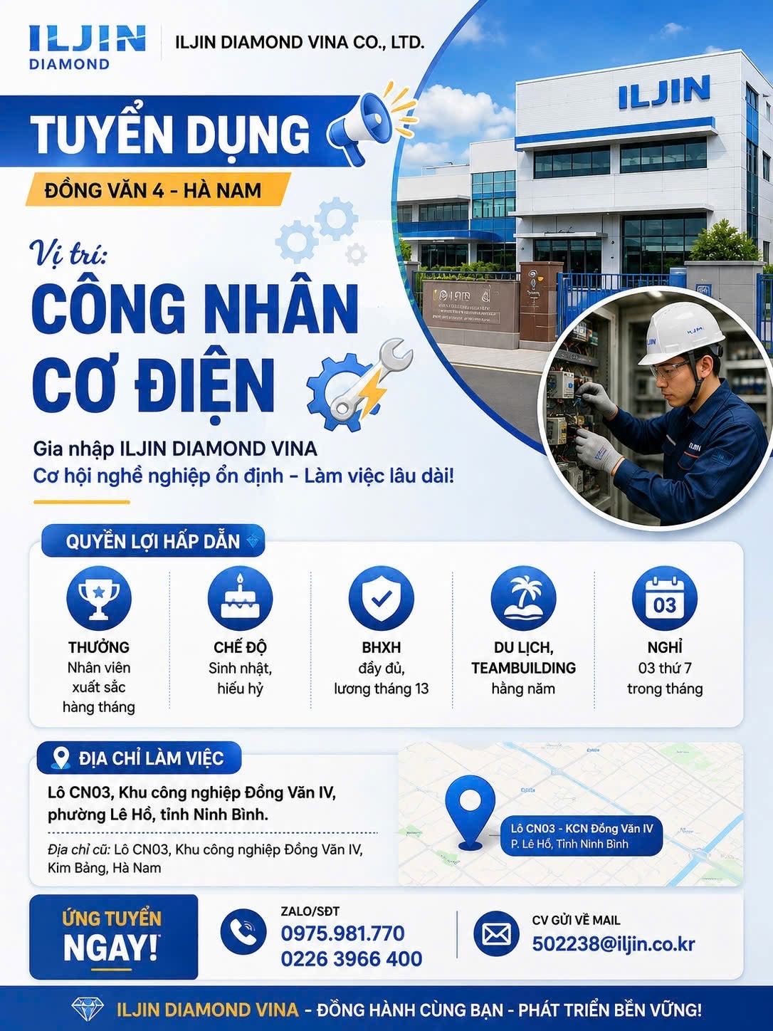 công ty TNHH iljin diamon vina
công ty có 100% vốn hàn quốc
chuyên sản xuất kim cương nhân tạo và vật liệu cứng rắn image