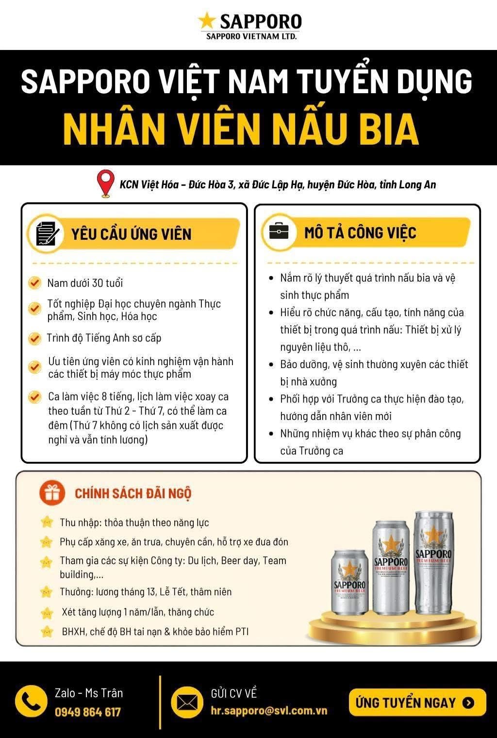 công ty TNHH sapporo việt nam hình ảnh tuyển dụng