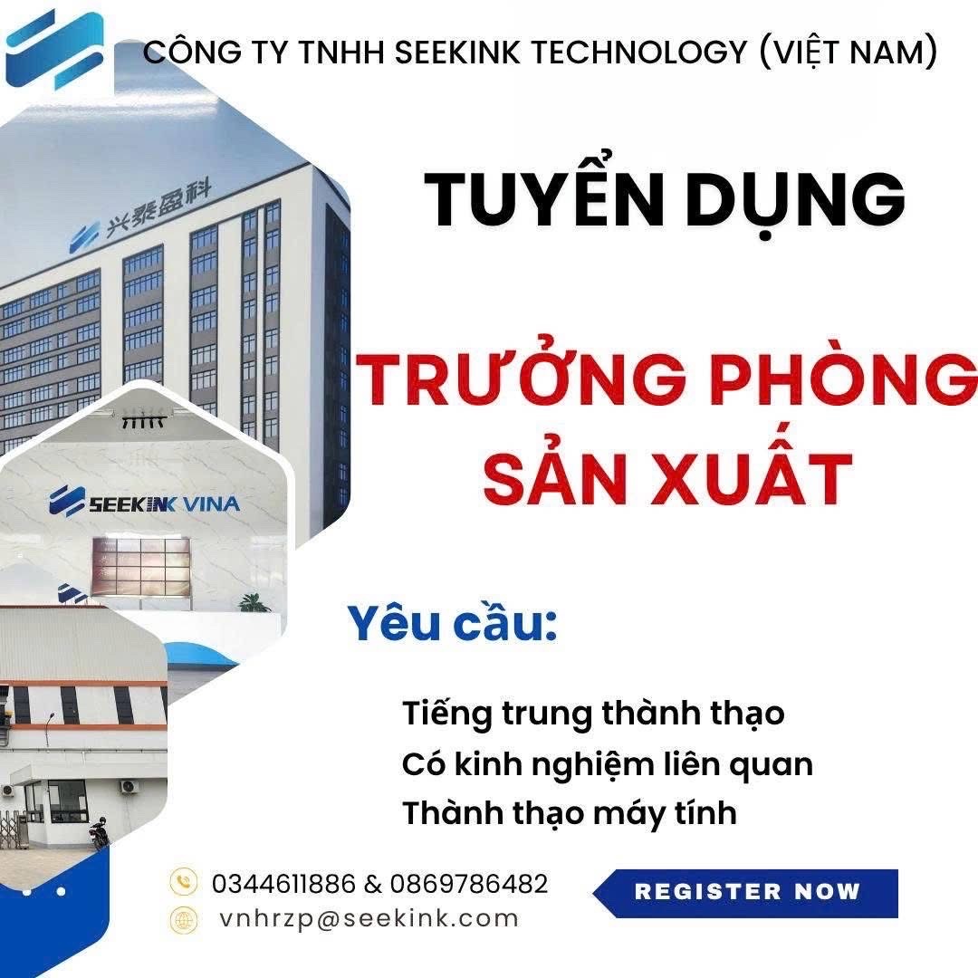 công ty TNHH seekink technology việt nam
công ty có 100% vốn nước ngoài
chuyên sản xuất linh kiện điện tử image