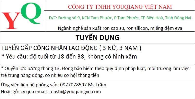 công ty TNHH youquiang việt nam hình ảnh tuyển dụng