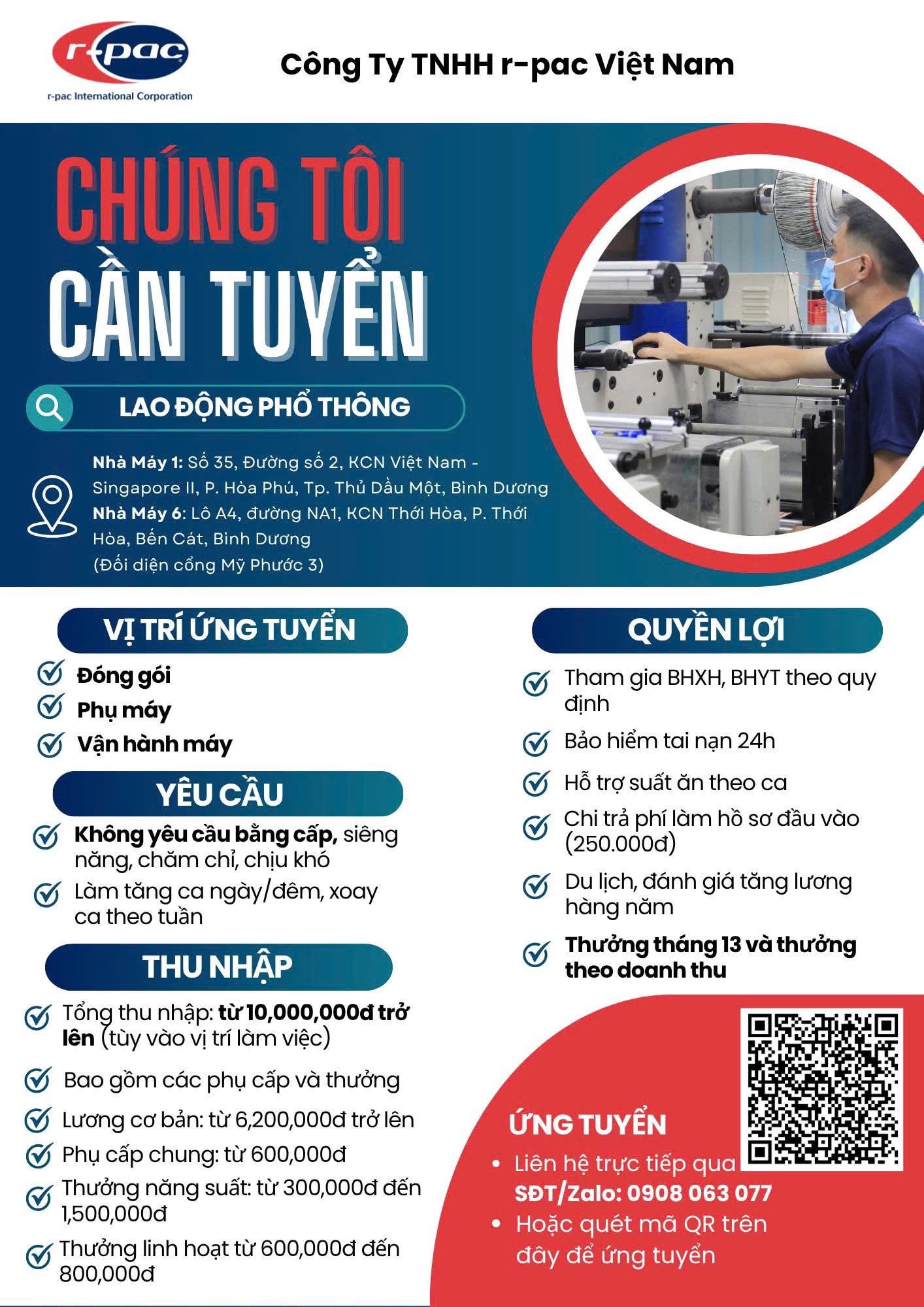 công ty TNHH r-pac việt nam
công ty chuyên sản xuất bao bì, in ấn... image