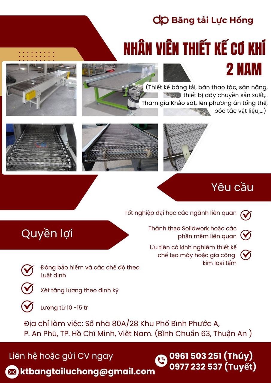công ty thương mại và sản xuất thiết bị băng tải lực hồng chi nhánh bình dương
công ty chuyên lắp đặt máy móc thiết bị băng tải.
 image