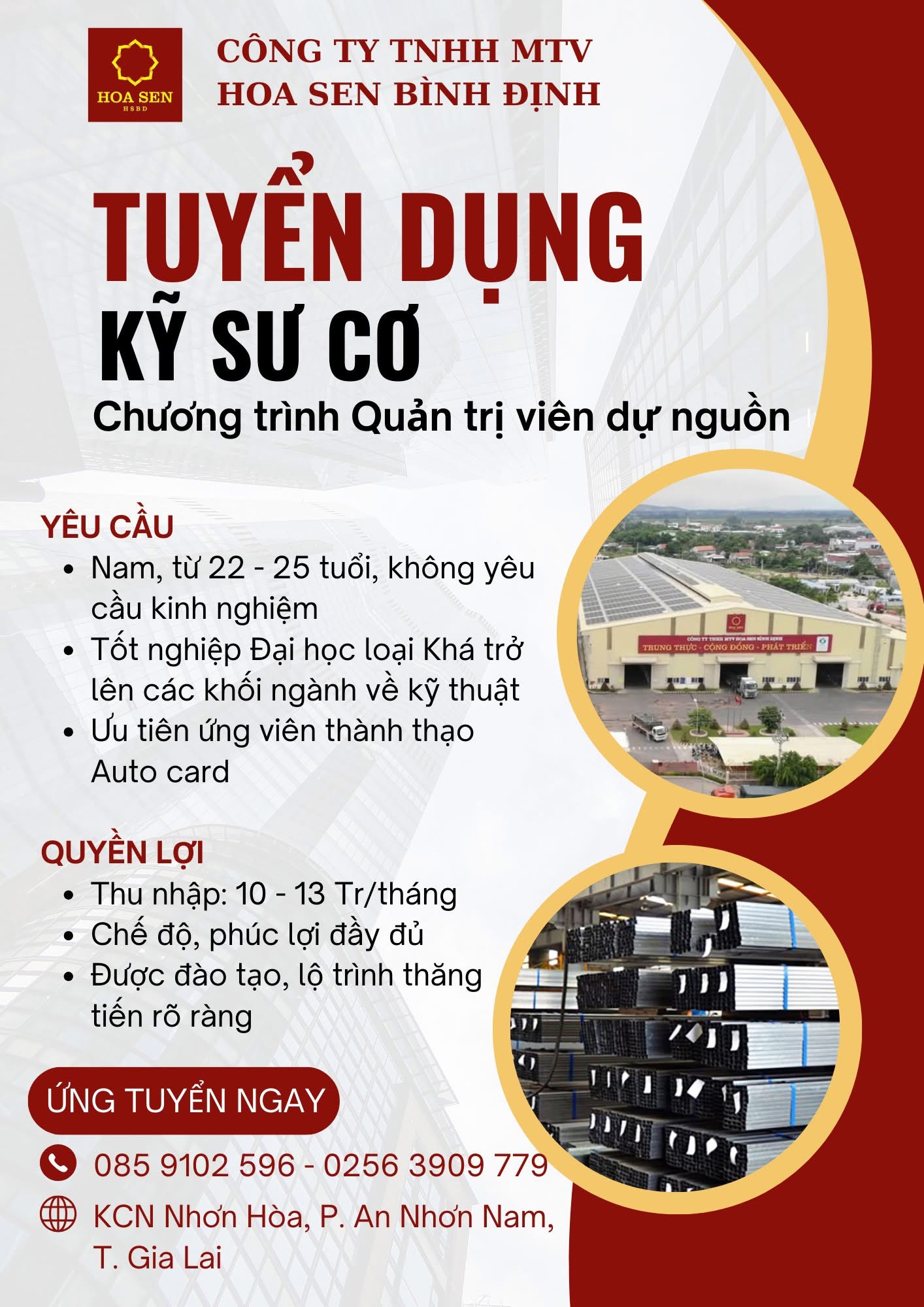 công ty TNHH mtv hoa sen bình định hình ảnh tuyển dụng