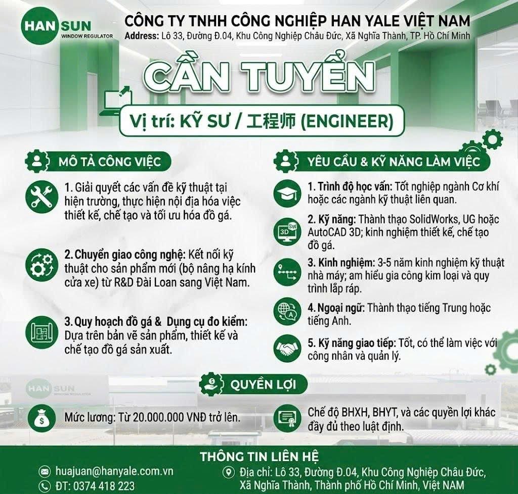 công ty TNHH công nghiệp hanyale việt nam hình ảnh tuyển dụng