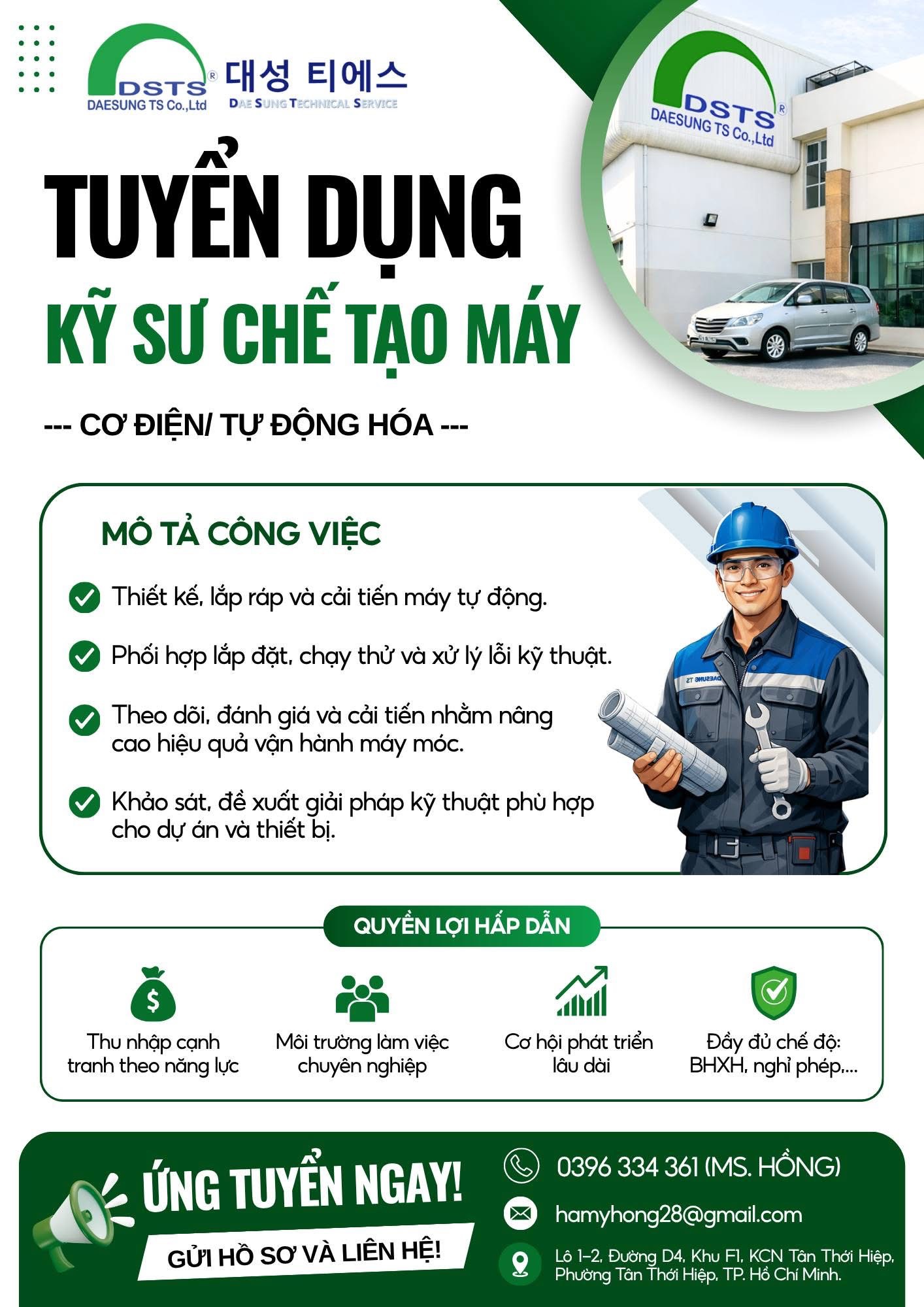 công ty TNHH deasung ts
công ty có 100% vốn hàn quốc
chuyên sản xuất gá cứ ngành may và máy móc ngành may mặc image