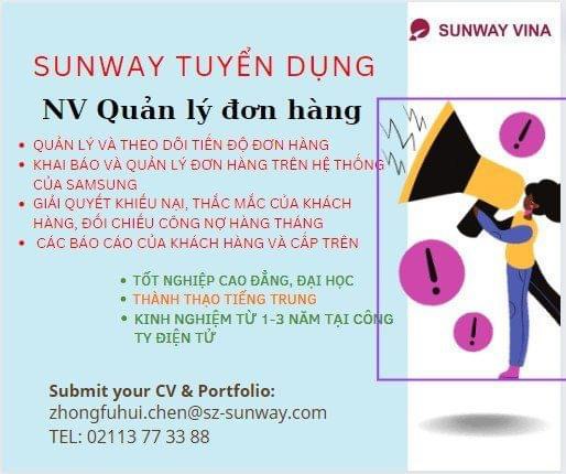 công ty TNHH sunway vina hình ảnh tuyển dụng