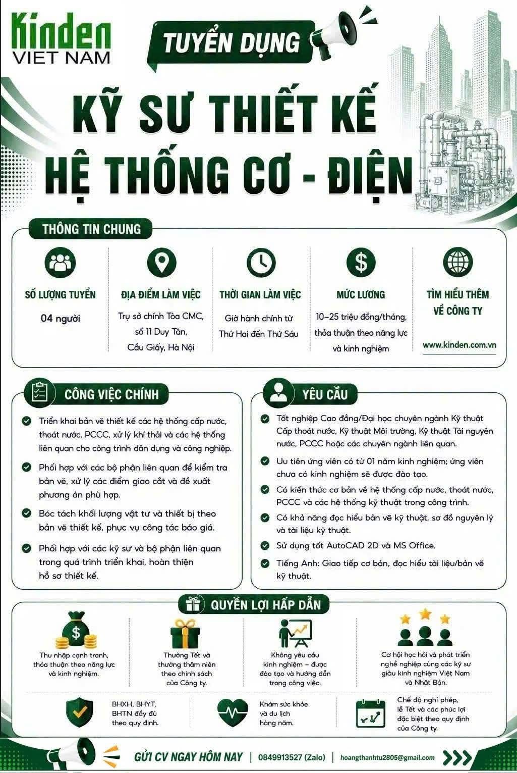 công ty TNHH kinden việt nam hình ảnh tuyển dụng