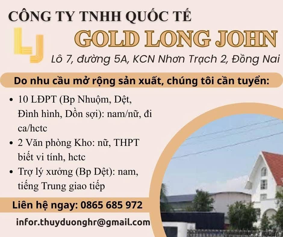 công ty TNHH quốc tế gold long john hình ảnh tuyển dụng