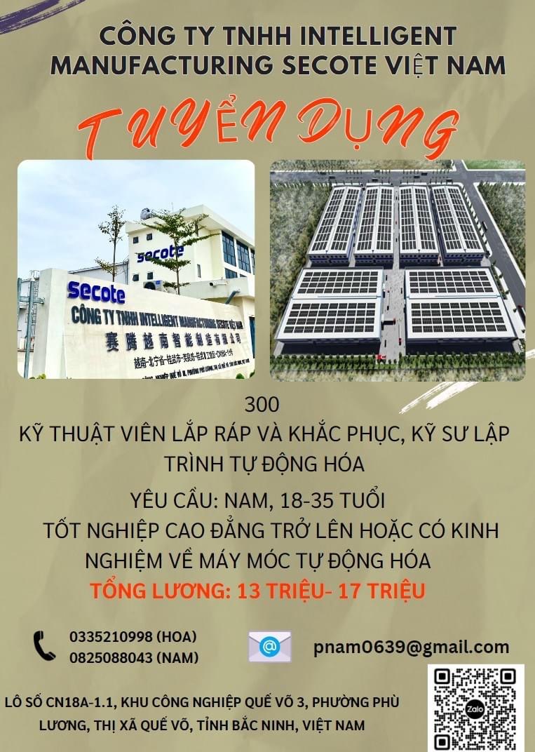 công ty TNHH intelligent manufacturing secote việt nam
công ty chuyên gia công cơ khí chính xác.
 image