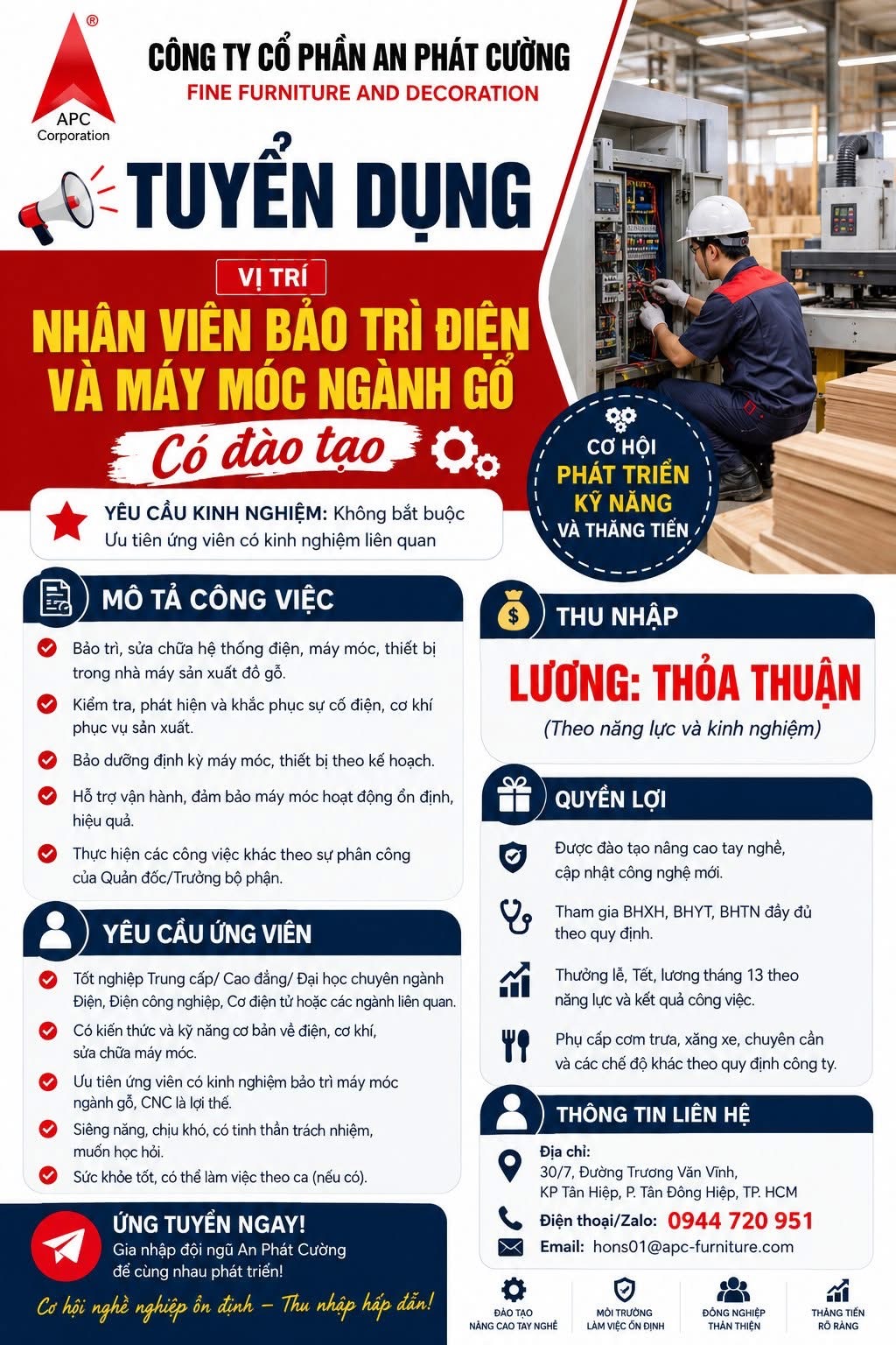 công ty cổ phần an phát cường
công ty chuyên gia công nội thất, sản xuất các sản phẩm gỗ.. image