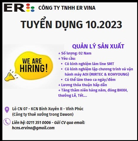 Công ti TNHH er vina hình ảnh tuyển dụng