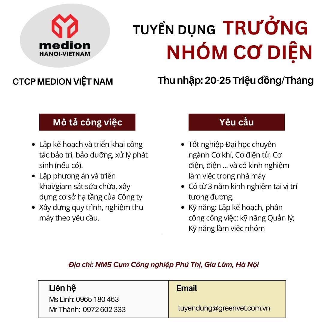 công ty cổ phần medion việt nam hình ảnh tuyển dụng