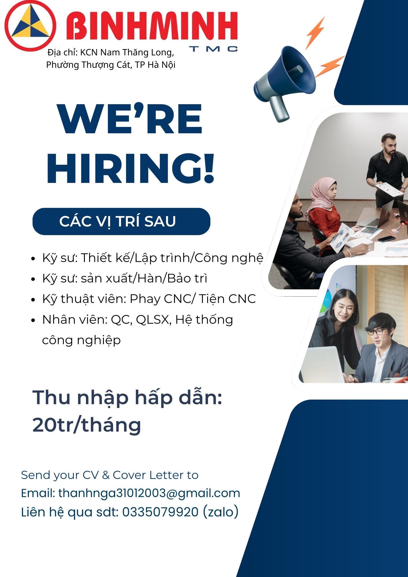 công ty TNHH cơ khí, xây dựng và thương mại bình minh hình ảnh tuyển dụng