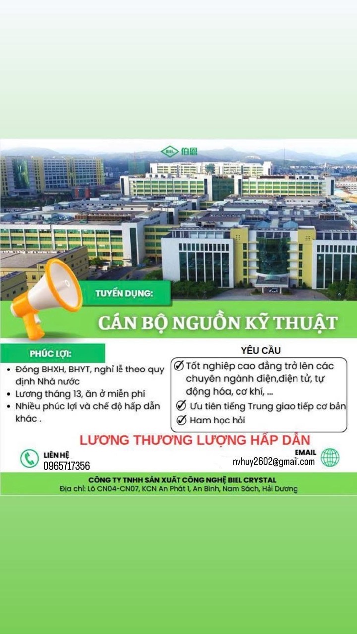 công ty TNHH sản xuất công nghệ biel crystal hình ảnh tuyển dụng