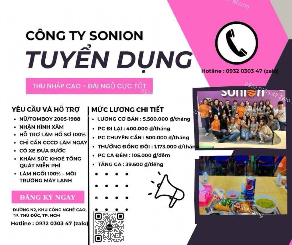 công ty TNHH sonnion việt nam hình ảnh tuyển dụng