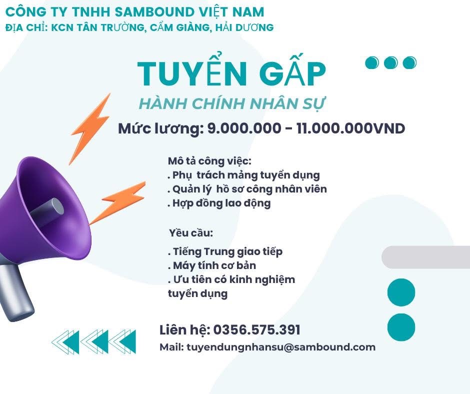 công ty TNHH sambound việt nam
công ty có 100% vốn nước ngoài.
chuyên sản xuất đồ chơi xuất đi nước ngoài. image