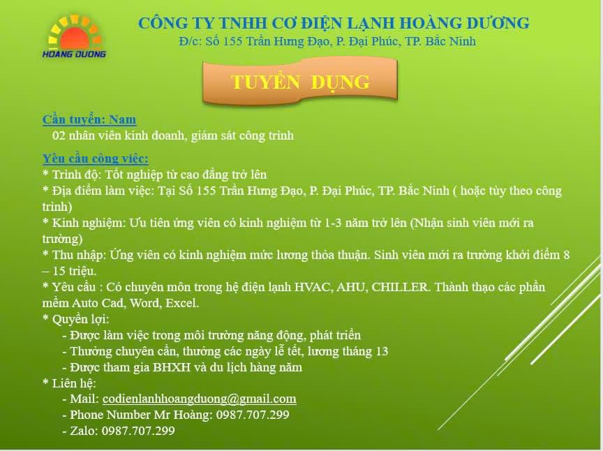 công ty TNHH cơ điện lạnh hoàng dương
công ty chuyên sản xuất, cung cấp máy nén, dàn lạnh công nghiệp image