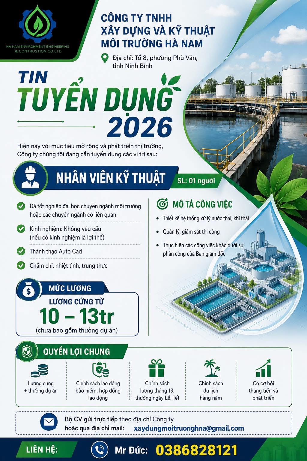 công ty TNHH xây dựng và kỹ thuật môi trường hà nam hình ảnh tuyển dụng