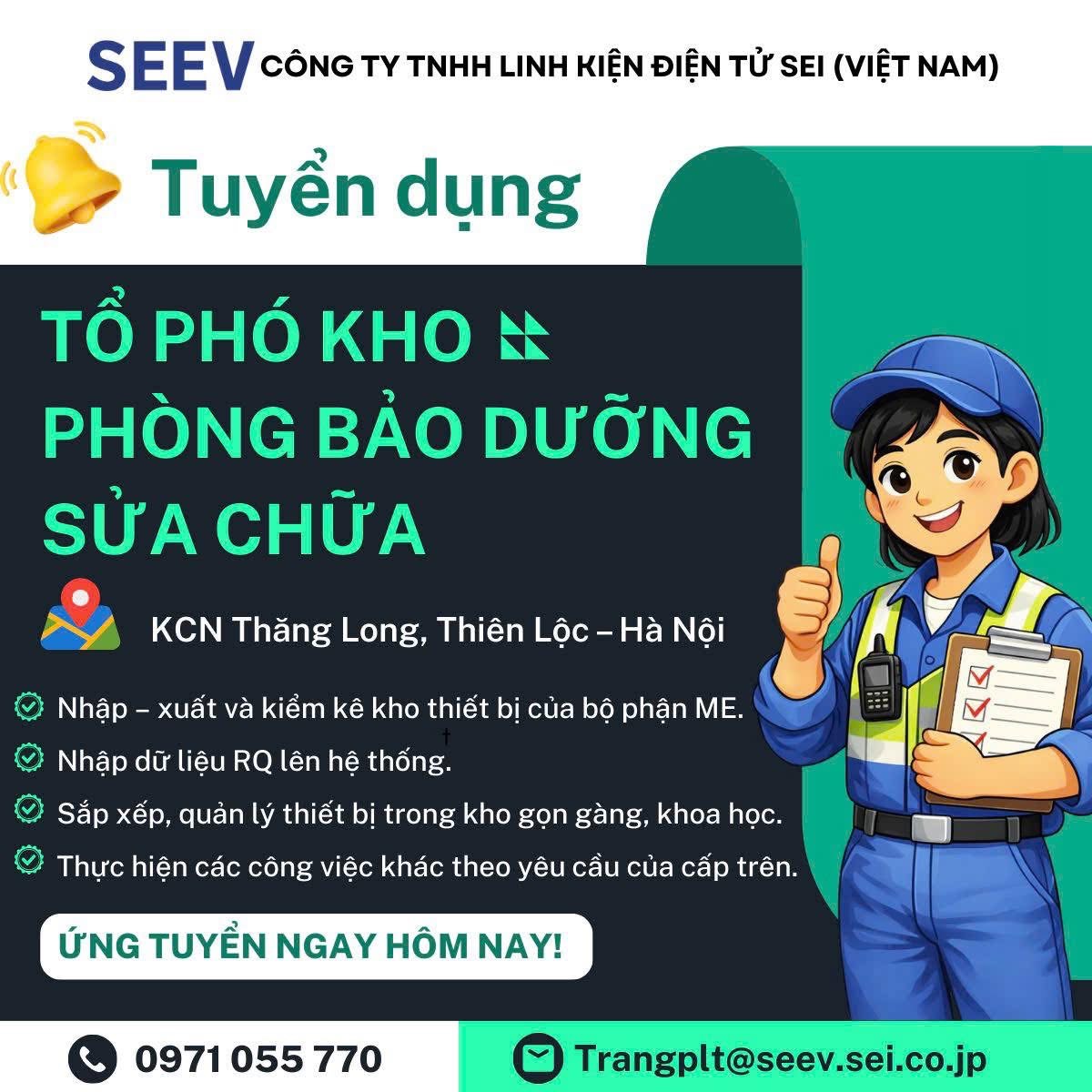 công ty TNHH linh kiện điện tử sei việt nam hình ảnh tuyển dụng