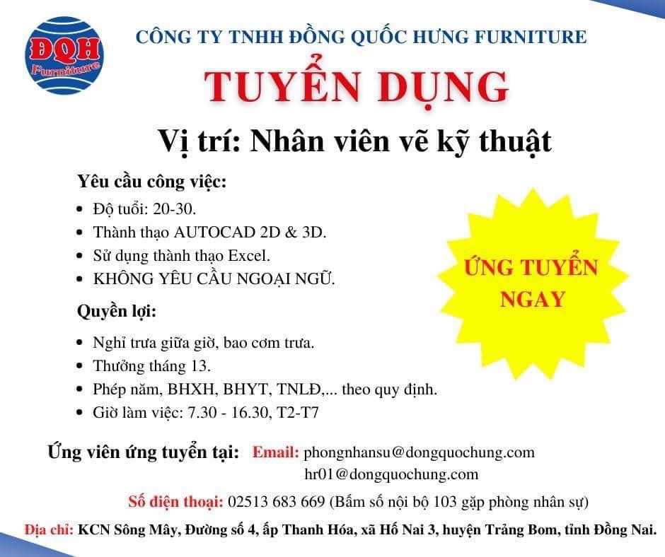 công ty TNHH đồng quốc hưng furniture hình ảnh tuyển dụng