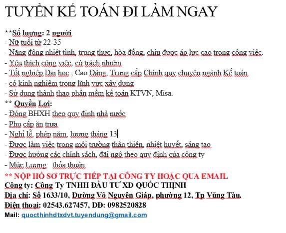 công ty TNHH đầu tư xây dựng quốc thịnh hình ảnh tuyển dụng