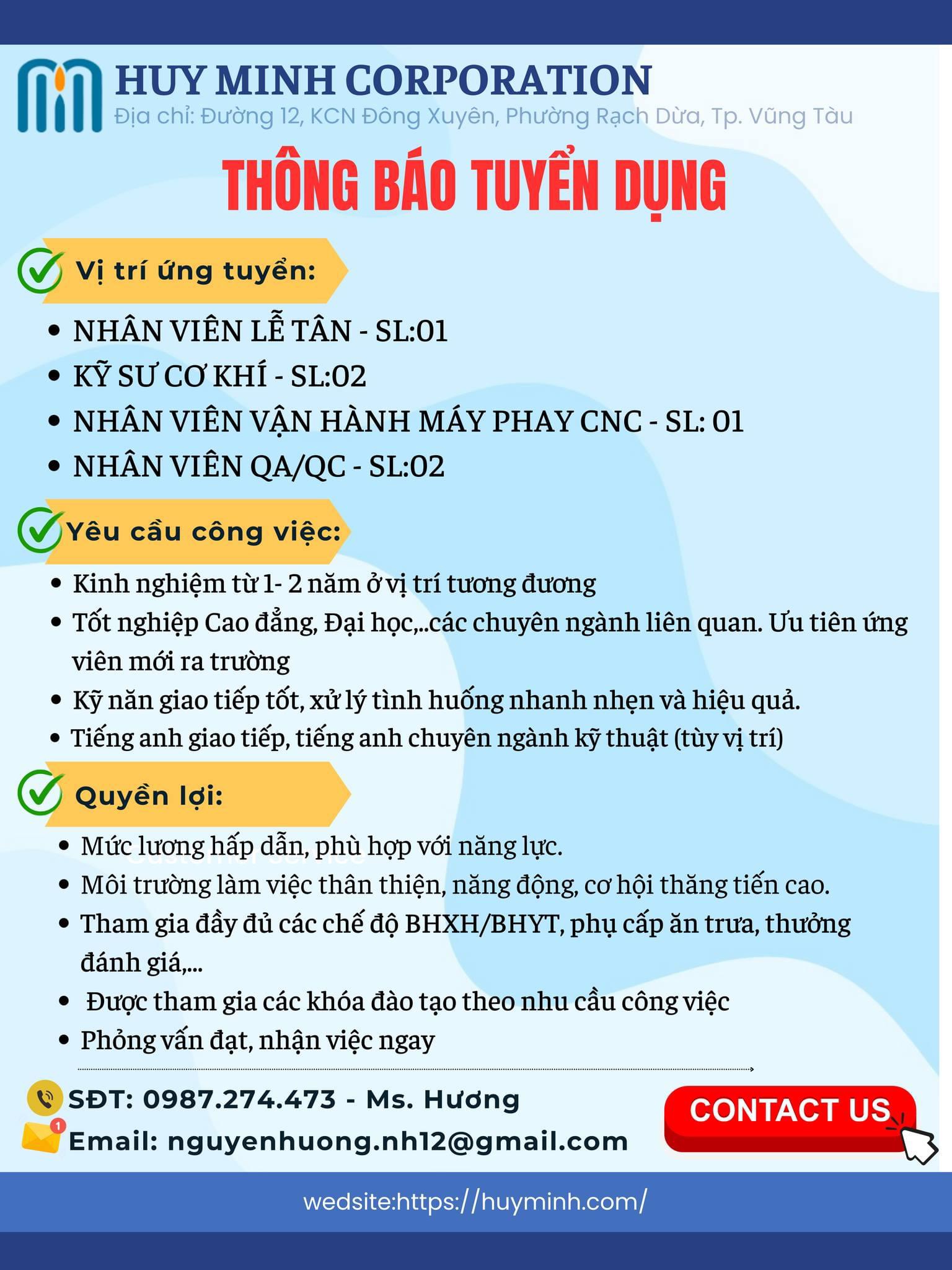 công ty cổ phần huy minh hình ảnh tuyển dụng