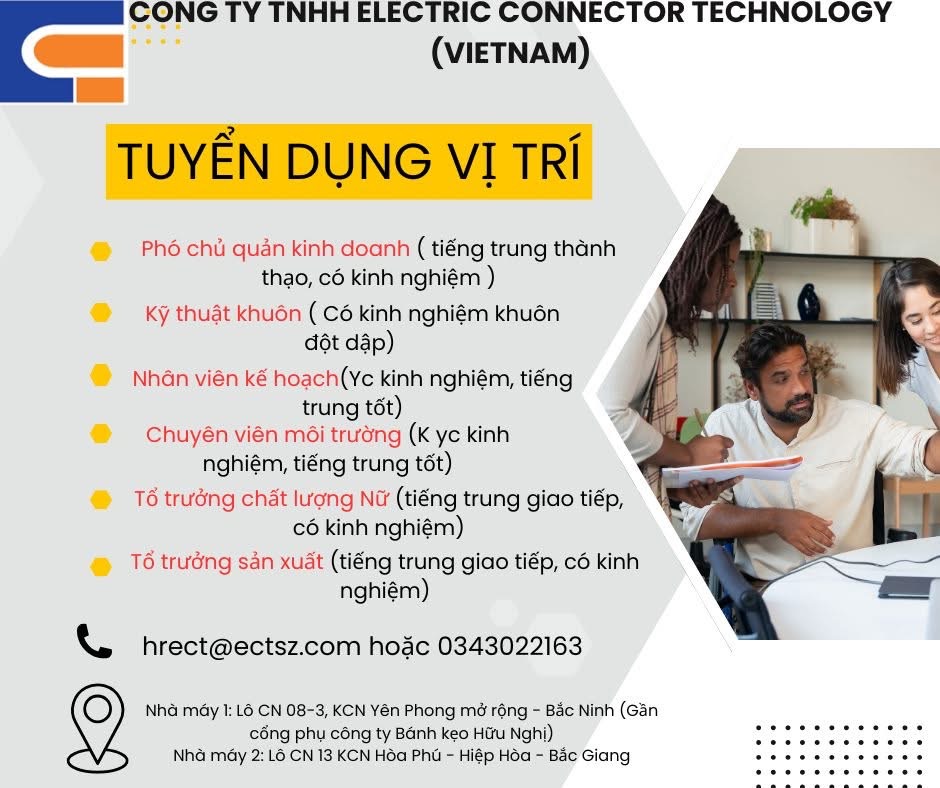 công ty TNHH electric connector technology việt nam hình ảnh tuyển dụng