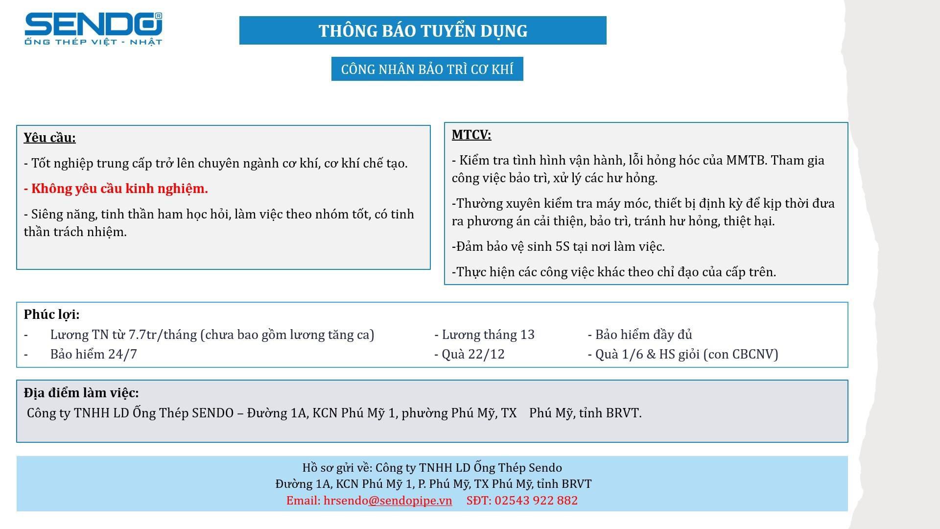 công ty TNHH liên doanh ống thép sen đô hình ảnh tuyển dụng