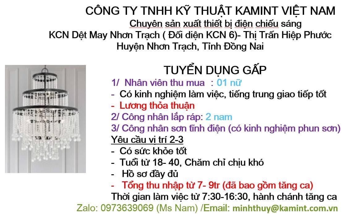 công ty TNHH kỹ thuật kamint việt nam hình ảnh tuyển dụng