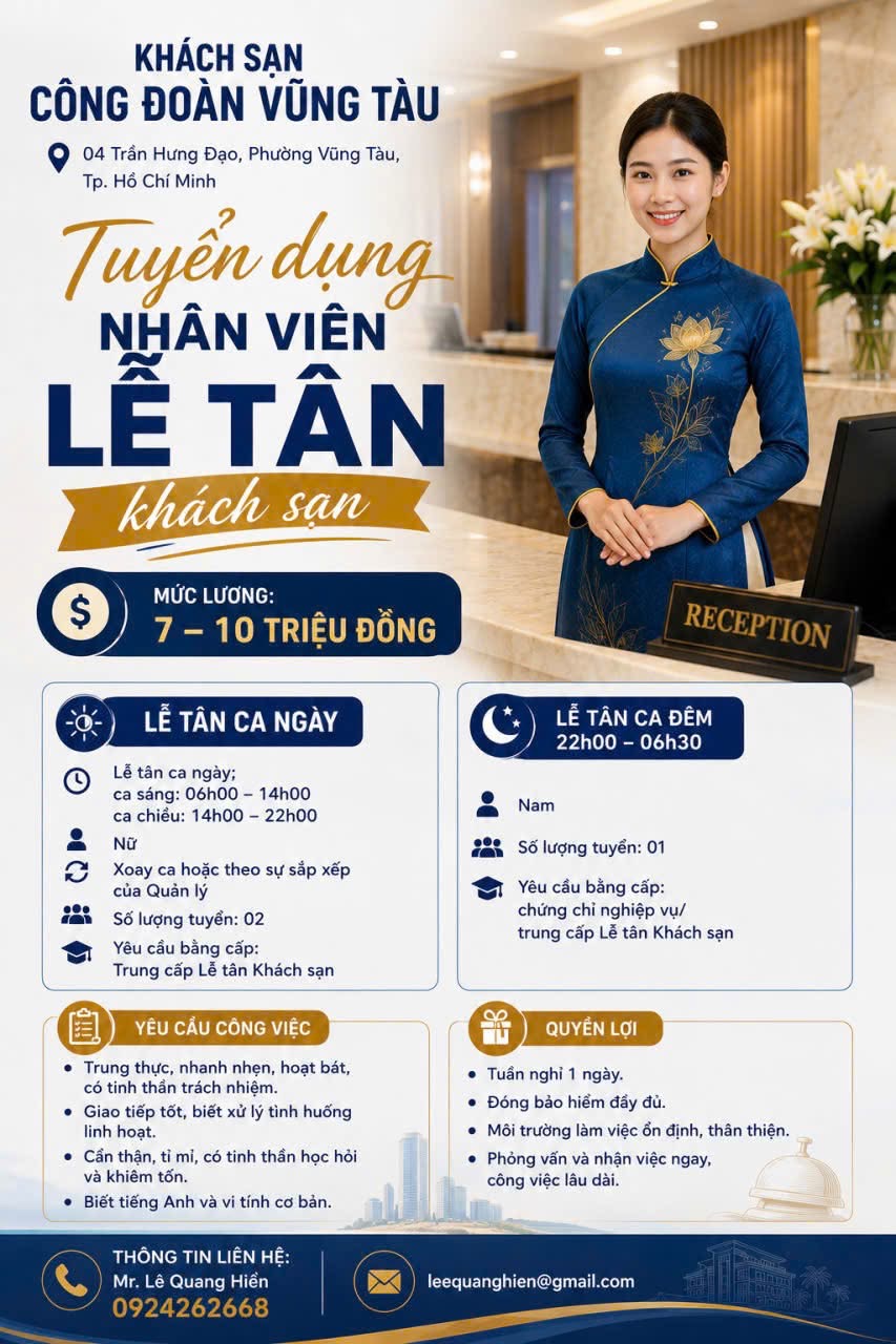 khách sạn công đoàn vũng tàu hình ảnh tuyển dụng